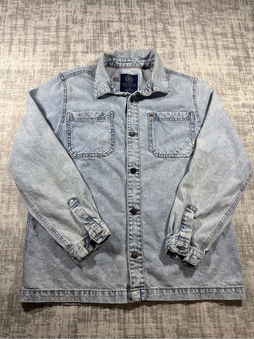 Buffalo David Bitton Light Blue Denim Shirt Jacket sz L mens 27.5X22.5